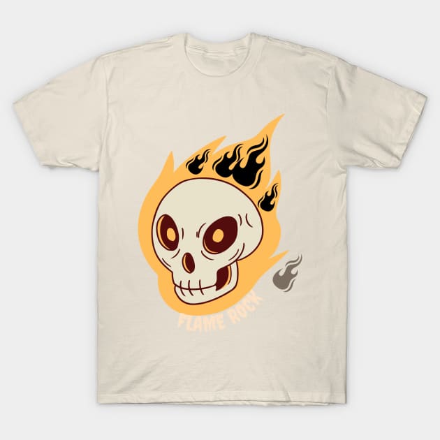 flame rock skull T-Shirt by BeeFlash